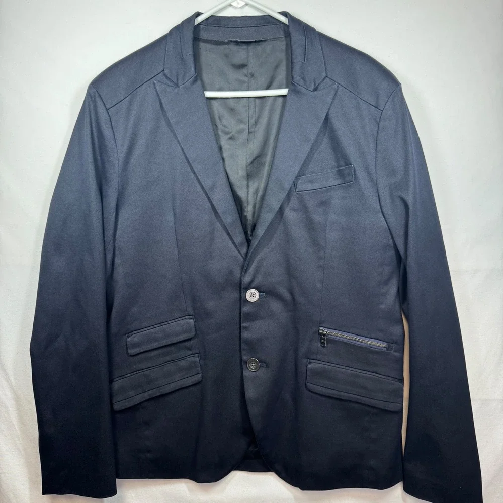 Armani Exchange Men's Navy‎ Blue Two Button Blazer Jacket Modern Casual Sz Large